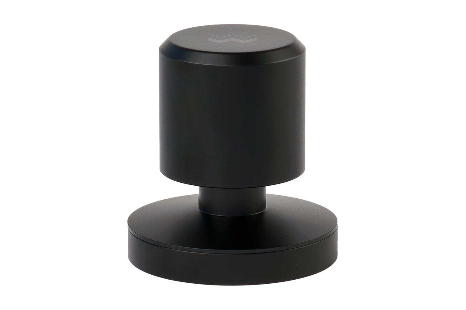 Really Nice Tamper - Onyx Finish - Front View, tilted. Showing flat handle top [onyx]